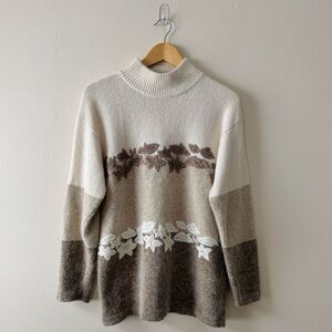 Vintage 90s Segue Colorblock Silk Angora Blend Mockneck Sweater Size M